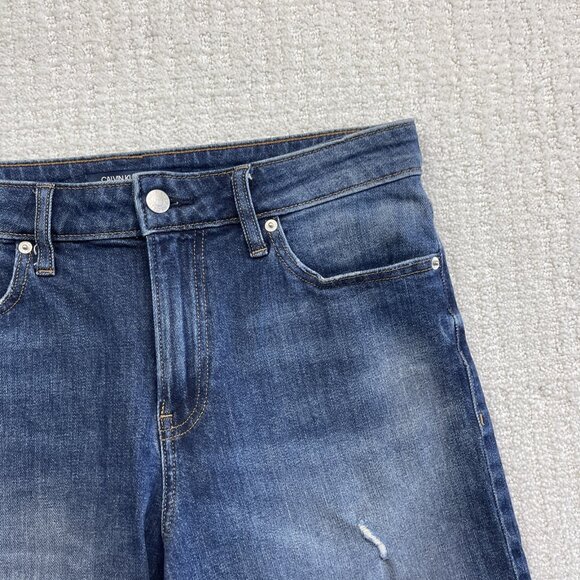 Y2K Calvin Klein Jeans W30 Straight Short Denim Shirts Distressed Medium Wash - Picture 3 of 14